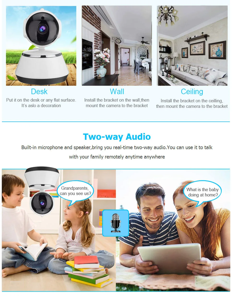 720P HD 1MP Camera ip IR Cut IP Camera PanTilt Wireless Surveillance CCTV Camera CMOS Home Security Babby Monitor (9)