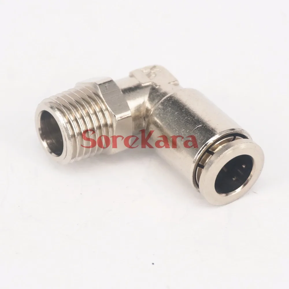 Pneumatic Nickel Brass ELbow Push In Connector Union Quick Release Air
