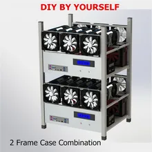 2018 New 6 GPU Open Air Mining Case Stackable Computer ETH Miner Mining Frame Rig 6x Fan & Temp Monitor BTC LTC Coin Server