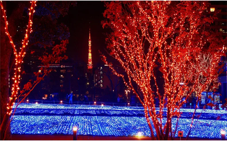 400 светодиодный 50 м гирлянды сказочные огни Рождественские рождественские гирлянды украшения свадебные вечерние украшения красный синий белый желтый розовый