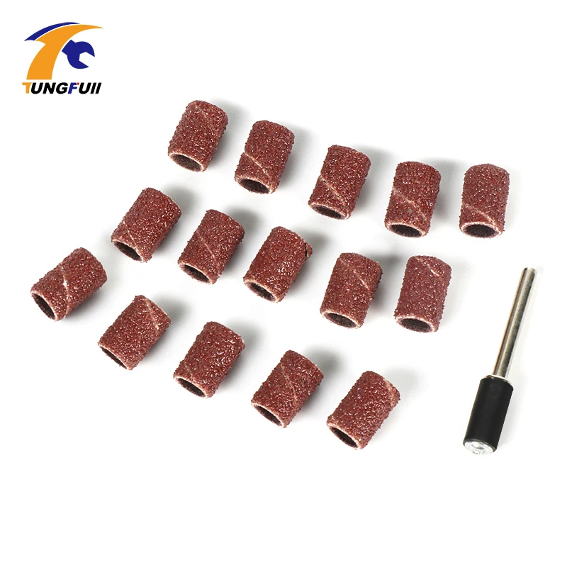 

15 pcs Sanding Bands Drum Sanding Kit 6.35mm Rotary Tools Nail Drill Bits Abrasive Tools Dremel Accessories