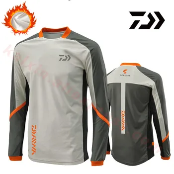 

Plus Velvet Winter Daiwa Dawa Men Fishing Shirt Breathable Hygroscopicity Keep Warm Anti-UV Fishing Clothing XS-5XL Jacket Male