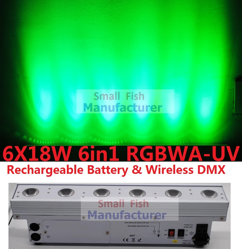Лидер продаж 2019 светодиодный светильник для мытья 6x18 Вт RGBWA + УФ беспроводной Dmx и