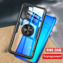 Transparent Car Ring Holder Case For Xiaomi mi 9 mi9 SE xiaomi mi 8 SE Lite Cases Carbon Fiber Shockproof Phone Cases Back Cover brushed texture carbon fiber shockproof tpu case for xiaomi mi 8 se black