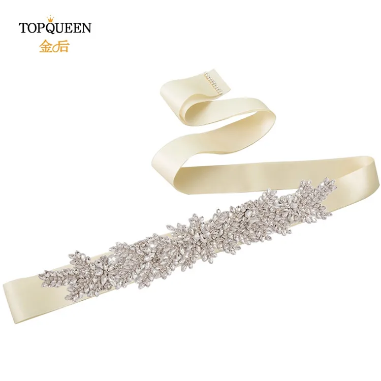 TOPQUEEN S420 Серебряный ремешок для свадебного платья свадебные аксессуары пояс невесты пояс со стразами для вечернего платья - Цвет: Ivory
