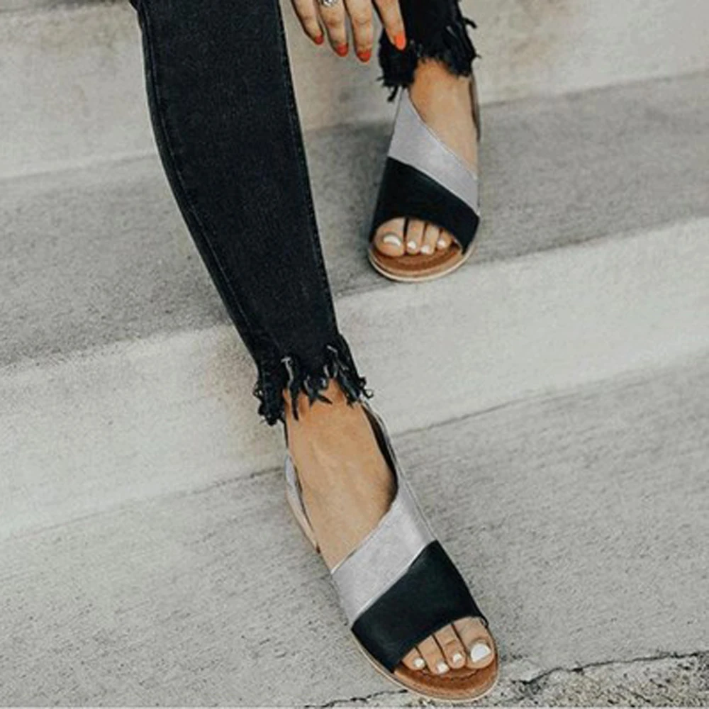 

3-5CM Women's Sandals Adult Shoes Simple Fish Mouth Middle Thick Heel Casual Peep Toe Flats Sandals Hollow-out Chunky Heel Shoes