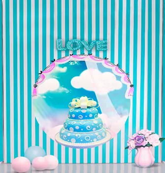 

telones de fondo fotografia infantil 8X8FT LOVE Birthday Photography Backgrounds blue stripes Photo Studios