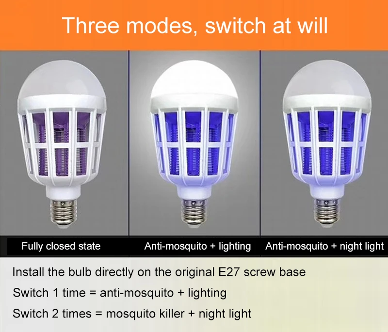 E27 Светодиодный светильник с лампочками от комаров для помещений уход за ребенком анти комаров Летающий репеллент от вредителей отклонение Внутреннее освещение