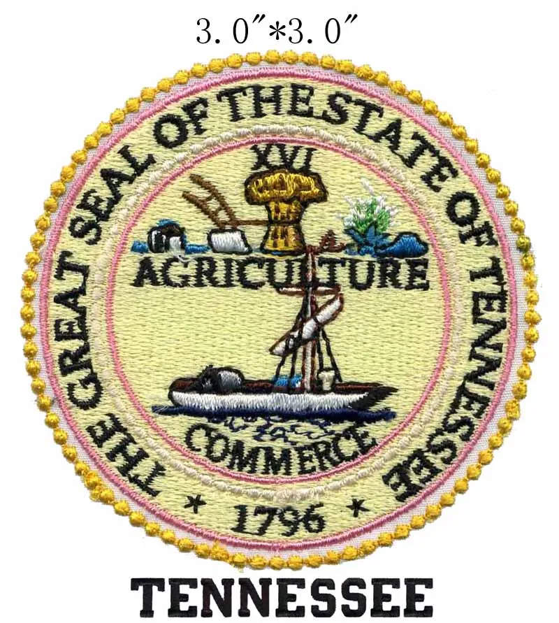 

Tennessee State Seal 3" wide embroidery patch for utensilios de costura/bordado da fita/beaded embroidery