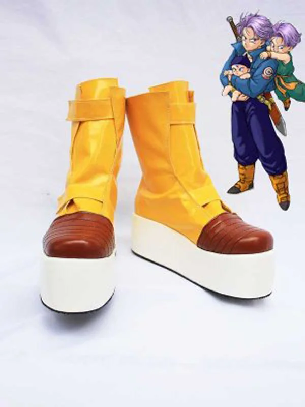Dragon Ball Trunks Yellow Cosplay Shoes Boots For Adult Men's Halloween