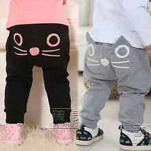 Милые комплекты одежды для малышей, в стиле "унисекс" для мальчиков и девочек штаны с котенком легинсы, брюки, колготки на возраст от 0 до 24 месяцев