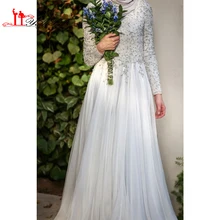 Arabic Chiffon Long Sleeve Muslim Evening Dress Beaded High Neck A-Line Muslim prom Dress Pictures turkish islamic clothing