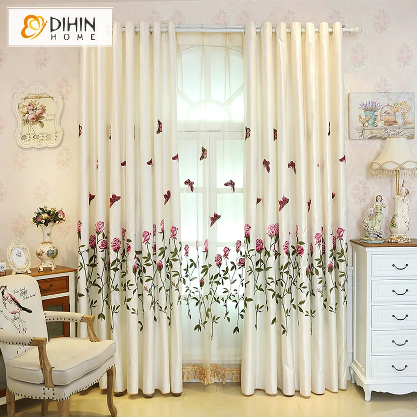 Butterfly Embroidered Blackout Curtains For LivingRoom/Bedroom Custom
