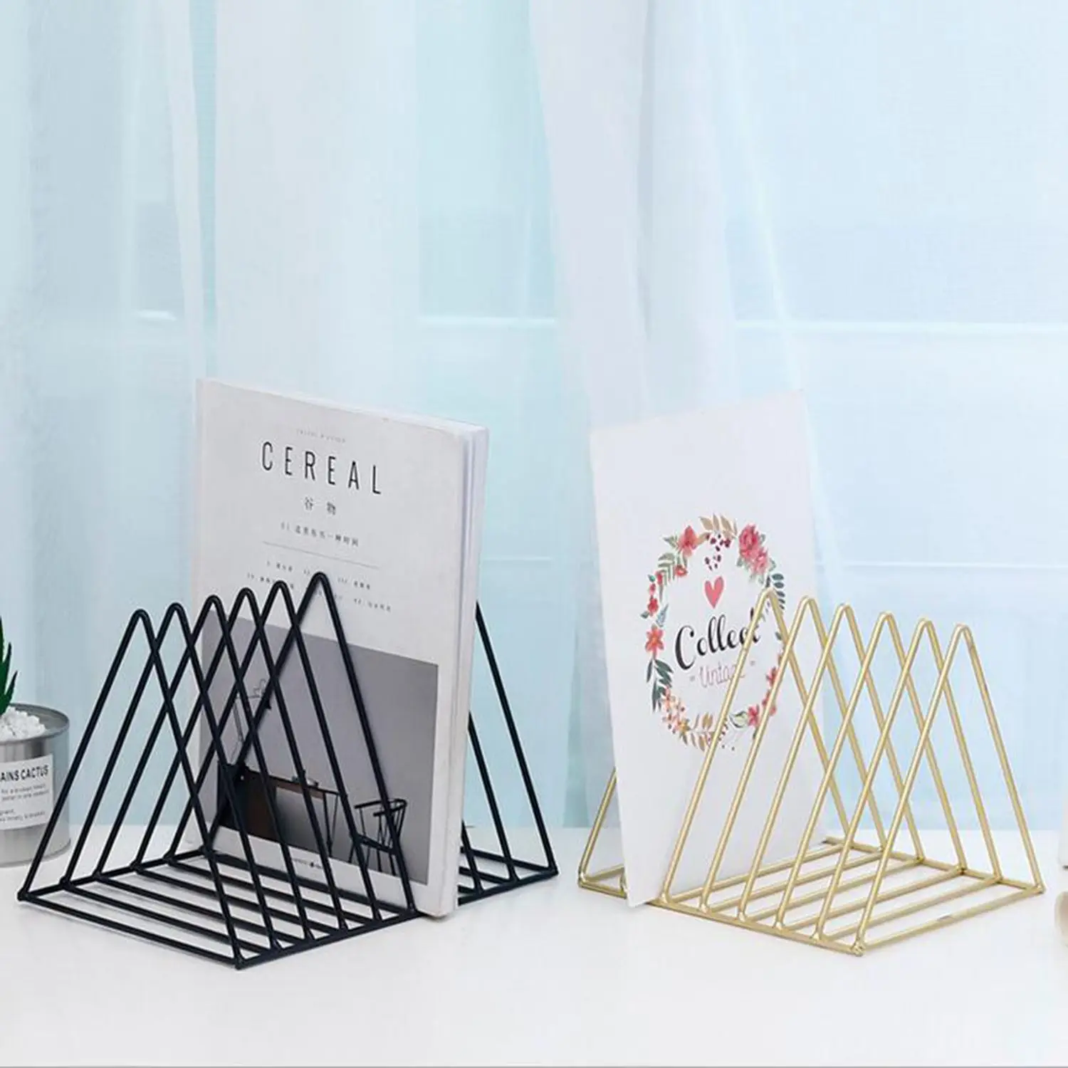 

Nordic simple wrought iron desktop storage rack shelf file magazine storage box office rack jewelry