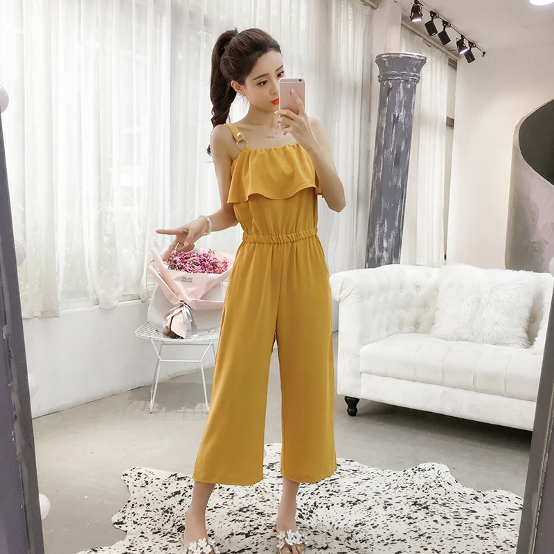 Korean Style 2019 New Women Jumpsuits High Waist Casual Black Woman Bodysuit Rompers Womens Jumpsuit Combinaison Femme Korean Style 2019 New Women Jumpsuits High Waist Casual Black Woman Bodysuit Rompers Womens Jumpsuit Combinaison Femme