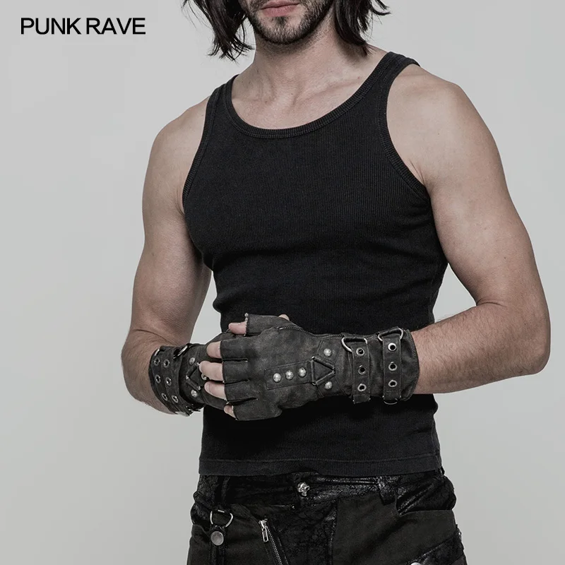 Панк рейв мужские панк-перчатки рок перчатки без пальцев военные дизельпанк мотоциклетные уличные стильные аксессуары