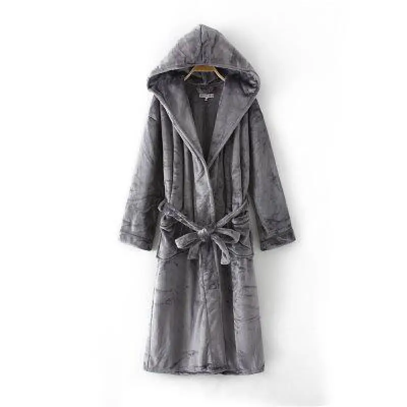 

Winter Warm Sleepwear Kimono Bathrobe Flannel Night Dress Nightwear Hot Sale Women Hooded Robe Long Nightgown Home Dressing Gown