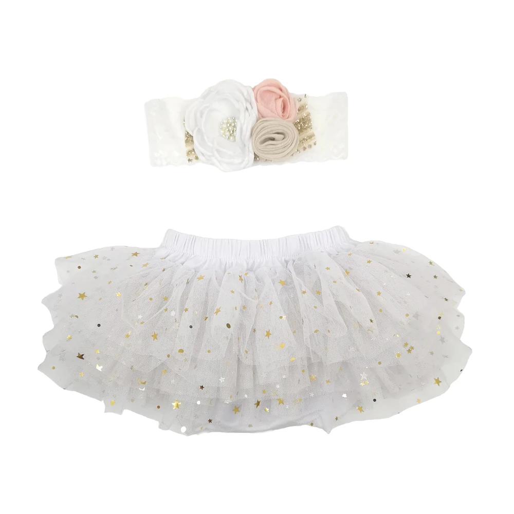 

10sets/lot Baby Girls Chiffon Skirt Set Matching Headband Baby Diapor Cover Shorts Matching Hairband Birthday Outfits Kidocheese