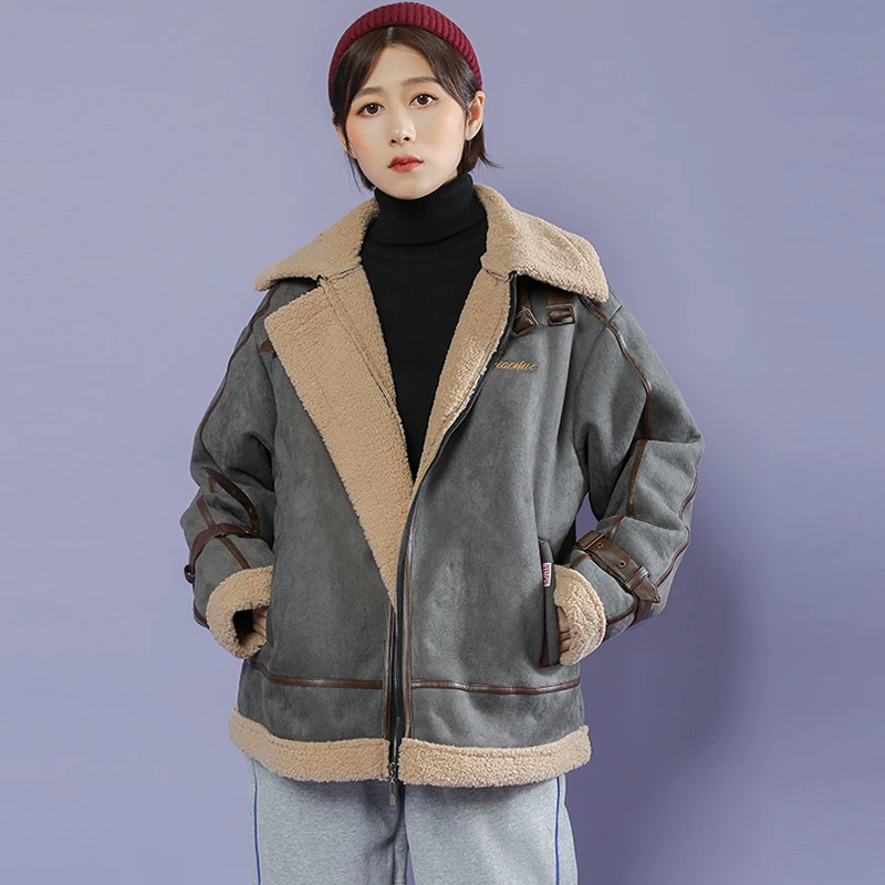2018 Winter Women Deerskin Jackets Thicken Lambwool Coats Outwears