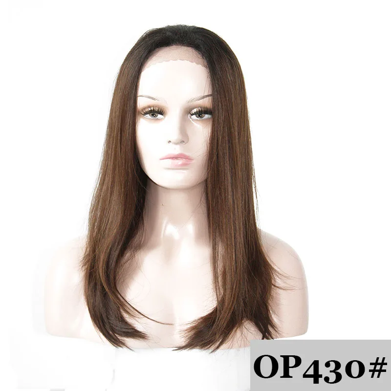 SOKU синтетические волосы на кружеве, парики 20 дюймов, бесклеевая свободная часть, длинные волосы, парики, прямые коричневые кружевные парики для женщин - Цвет: OP430