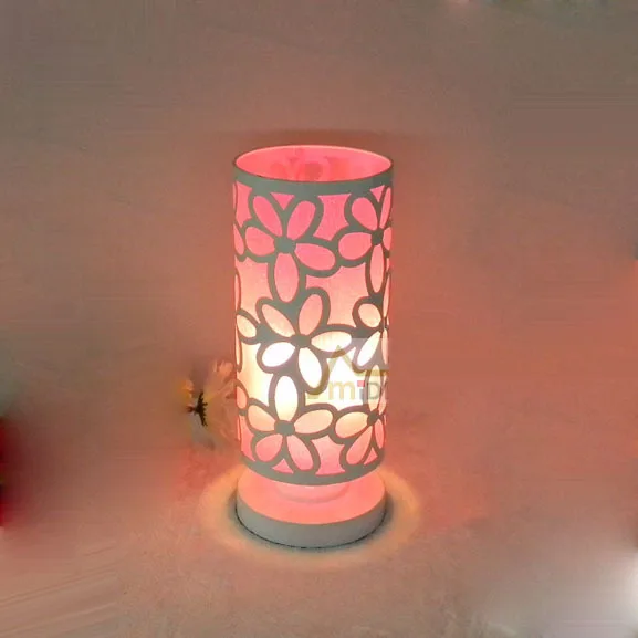Современная окрашенная металлическая выдалбливающая цилиндрическая спальня рядом Настольная лампа для кабинета комнаты милый Настольный светильник s модель маленький размер - Цвет корпуса: Розовый