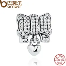 BAMOER Authentic 925 Sterling Silver Knot Heart Charm Fit Original BME Bracelet amp Necklace DIY Accessories PAS244