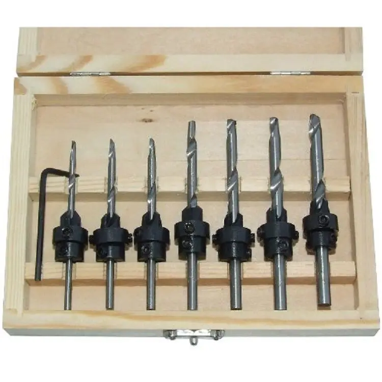 G1 COUNTERSINK DRILL BIT 22pc SET w/CASE Adjustable Depth Stop Collars