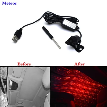 

Car USB LED Indoor Roof Atmosphere Lamp Armrest Box Decorative Red Projection Lamp Projector Armrest Decoration