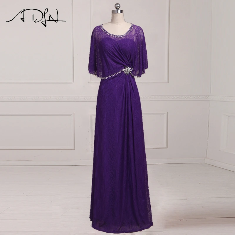 ADLN Modest Lange Kant Moeder van de Bruid Jurken Paars Avondjurken voor Moeder Kralen Crystal Bruiloft Gast Gown ADLN Modest Lange Kant Moeder van de Bruid Jurken Paars Avondjurken voor Moeder Kralen Crystal Bruiloft Gast Gown