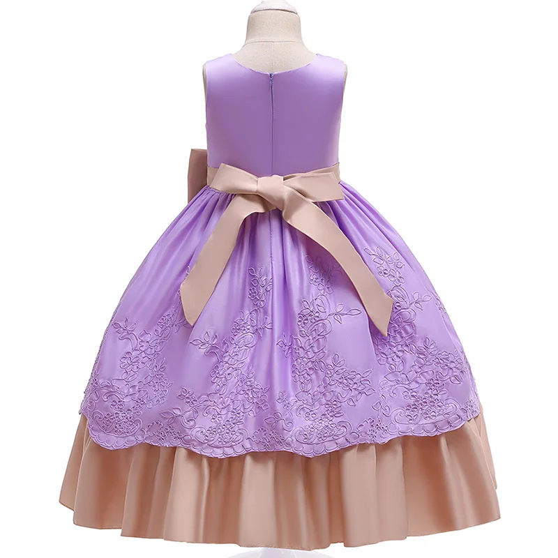 Модное Стильное вечернее платье принцессы с v-образным вырезом и бантом для малышей, платье в крупный горошек для дня рождения для