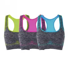Для Женщин Йога дышащий Фитнес спортивный бюстгальтер стрейч тренировки майка бесшовные жилет Беспроводной Мягкий работает бюстгальтер спортивный жилет S/ m/L