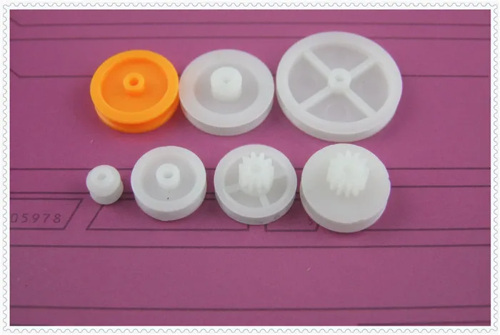 Отличное качество ABS пластиковые шкивы Смешанные 7 шт. игрушечный механизм Комплект 7 разных шкив Шестерня для игрушек DIY аксессуары