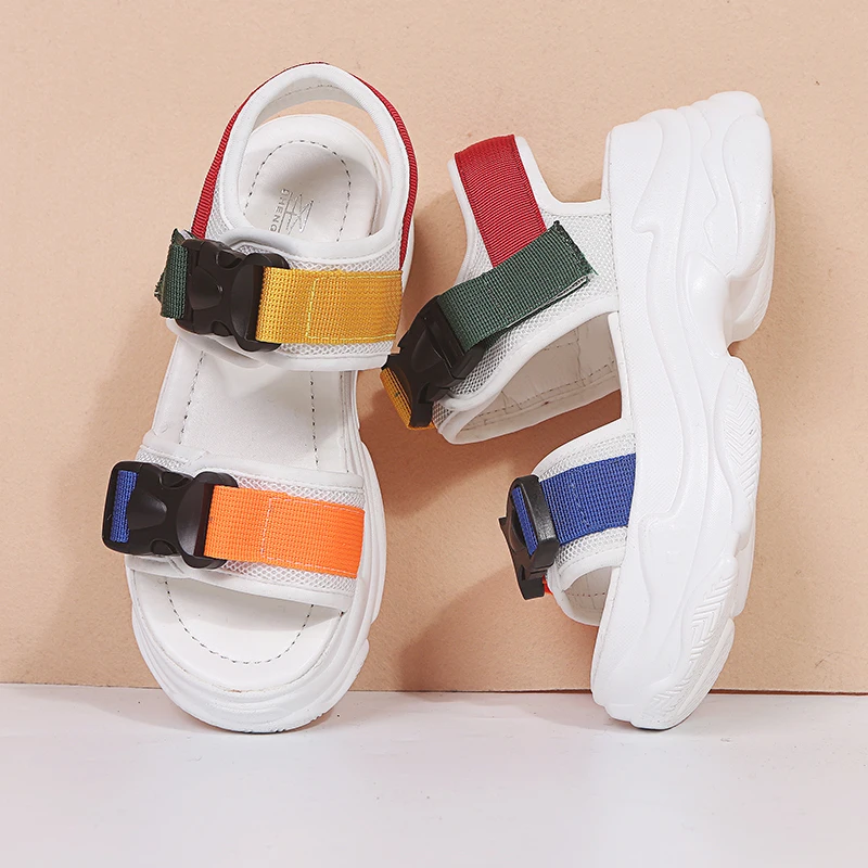 

Rimocy 2019 solid platform wedges women sandals hoop&loop open toe mujer sandalias soft sole casual summer beach woman shoes