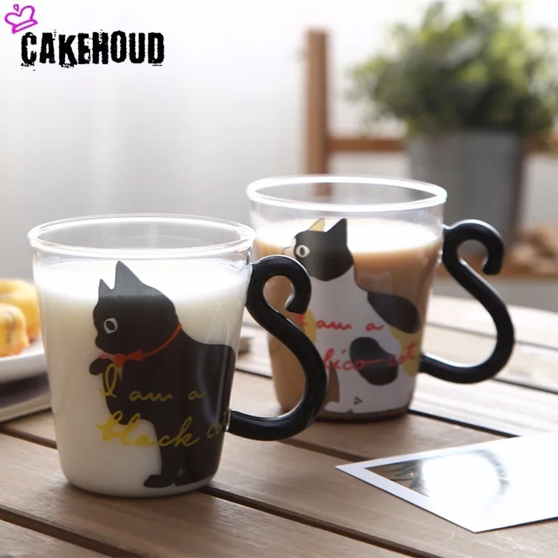 

CAKEHOUD Cute CreativeKitten Heat-resistantBreakfast Milk Mug Coffee Cup Teacup Cartoon Kitten / Small Black Cat Home Office Cup
