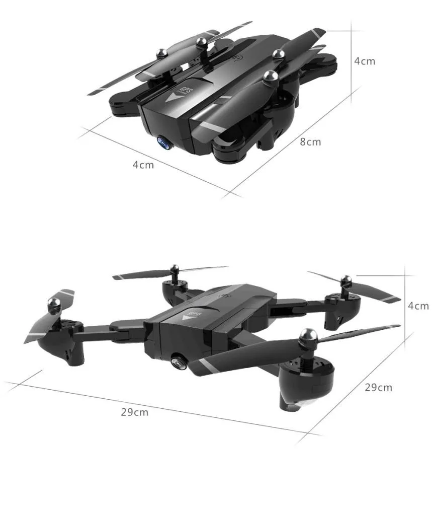 

SG900 RC Foldable Quadcopter 2.4GHz 720P/1080P Full HD Camera WIFI FPV GPS Fixed Point Drone Two Battery T520
