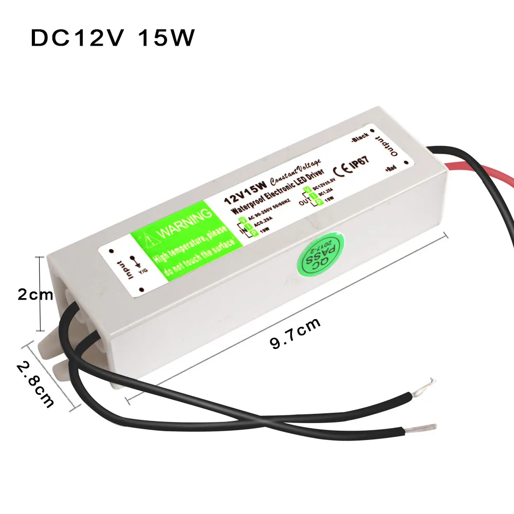 Светодиодный драйвер переменного тока, 220 В, 12 В постоянного тока, 10 Вт, 20 Вт, 60 Вт, 80 Вт, 100 Вт, 150 Вт, водонепроницаемый трансформатор, переключатель, адаптер питания для светодиодной ленты