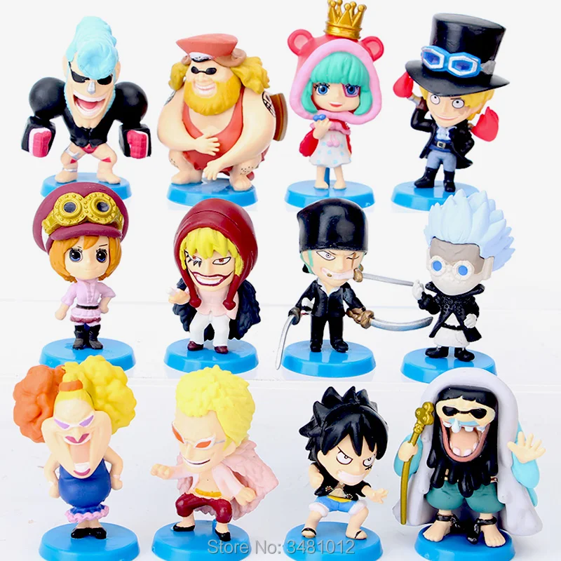 

12pcs/set One Piece Luffy Sabo Zoro Doflamingo Corazon PVC Action Figures Japanese Anime Figurines Dolls Kids Toys For Children