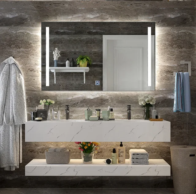 DIYHD de montaje en pared Led iluminado espejo de baño vanidad Defogger
