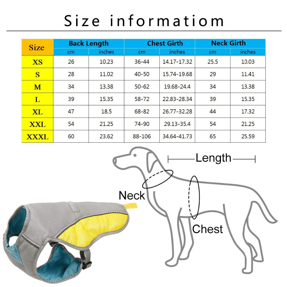Летний охлаждающий жилет для собак, охлаждающий жилет для собак, регулируемый сетчатый светоотражающий жилет, пальто, БЫСТРОРАЗЪЕМНАЯ Одежда для собак