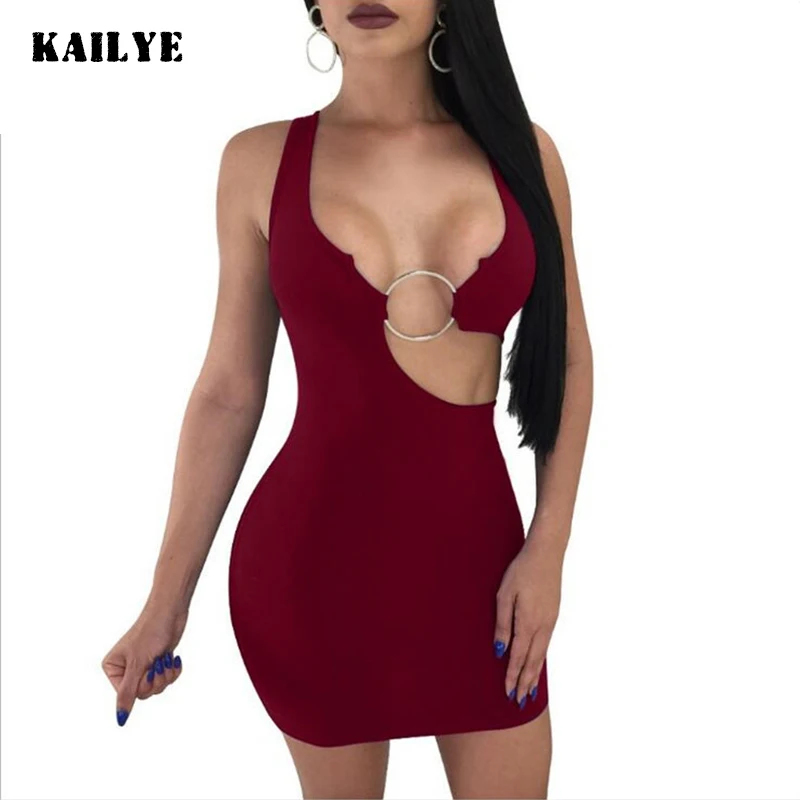 KAILYE Клубные платья женские сексуальные с открытой спиной Мини облегающие