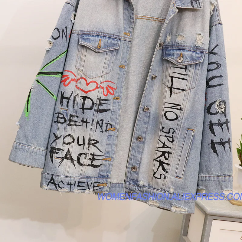 Новая мода 2018 Дизайнер Блейзер Для женщин Алмазы из бисера с буквенным принтом джинсовая куртка внешний слой