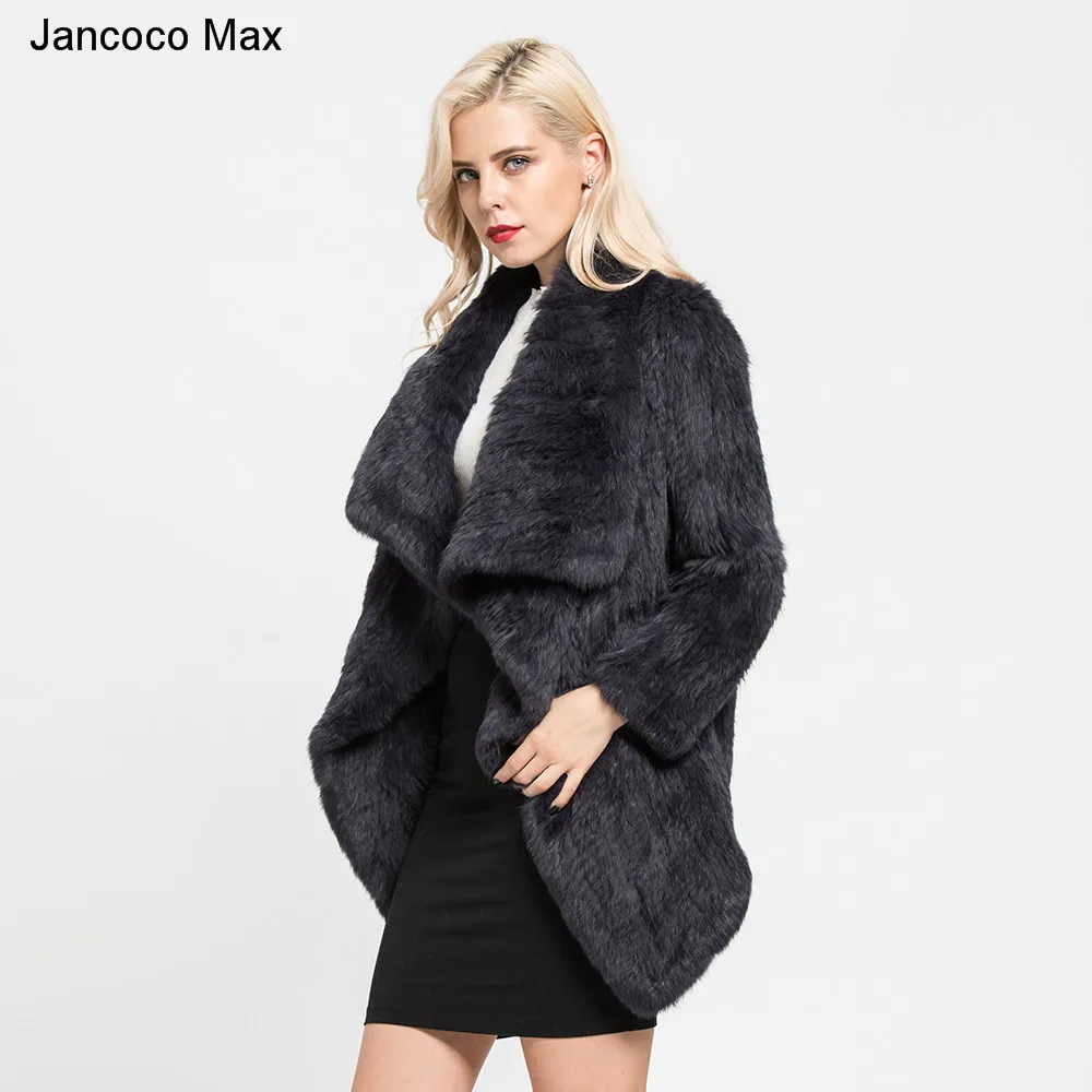 Jancoco Max 2019 натуральное кроличье меховое вязаное пальто наивысшего качества