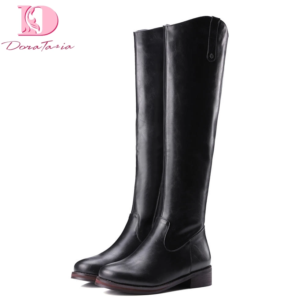 

Doratasia 2018 big size 32-43 Chunky Heels Knee High Boots Woman Shoes Zip Up wholesale Autumn Winter Shoes Woman Boots Female