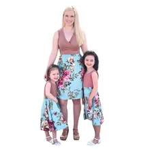 Стильная детская одежда для всей семьи сарафан без рукавов с