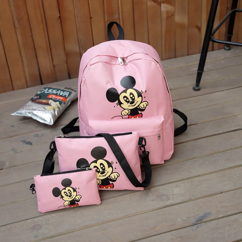

3pcs/set Women Backpack Large Capacity Female Shoulder Bag 2019 New Mickey Backpack Canvas Backpack School Bag Mochila Feminina