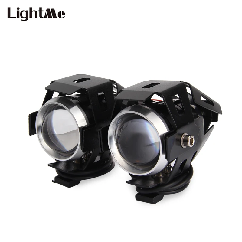 2PCS U5 Motorcycle 12V LED Headlight Laser Cannon Waterproof High Power Spot Light 30W 1500LM