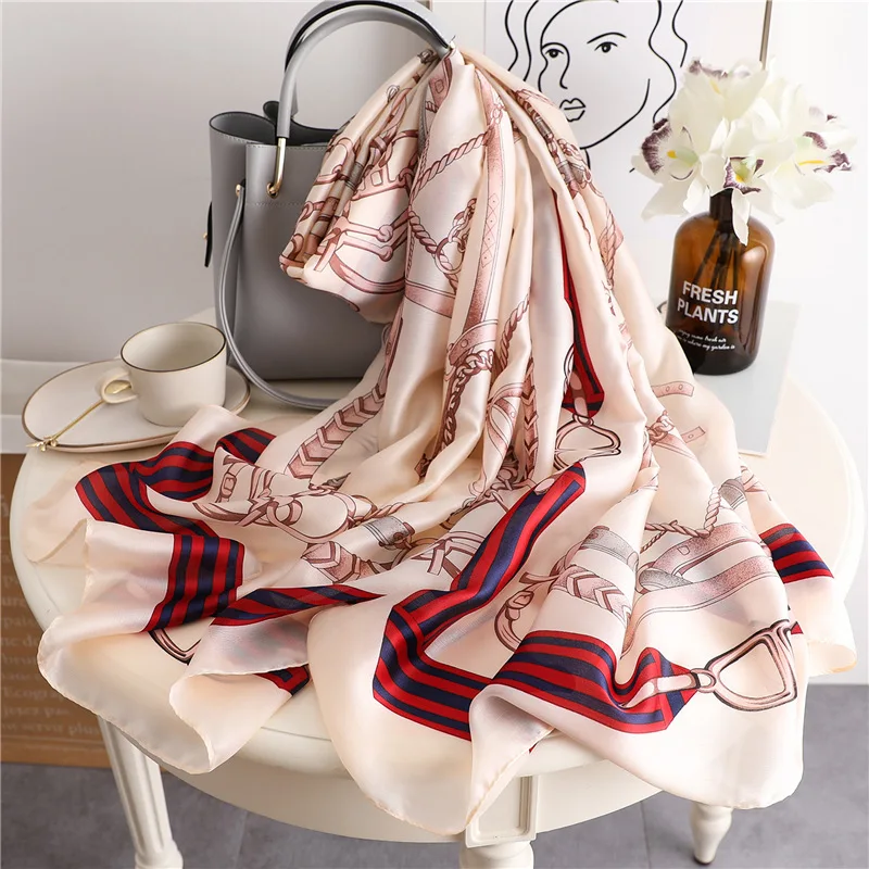

2019 luxury brand women silk scarf designer shawls and wraps lady pashmina foulard beach stoles hijabs scarf neck headband