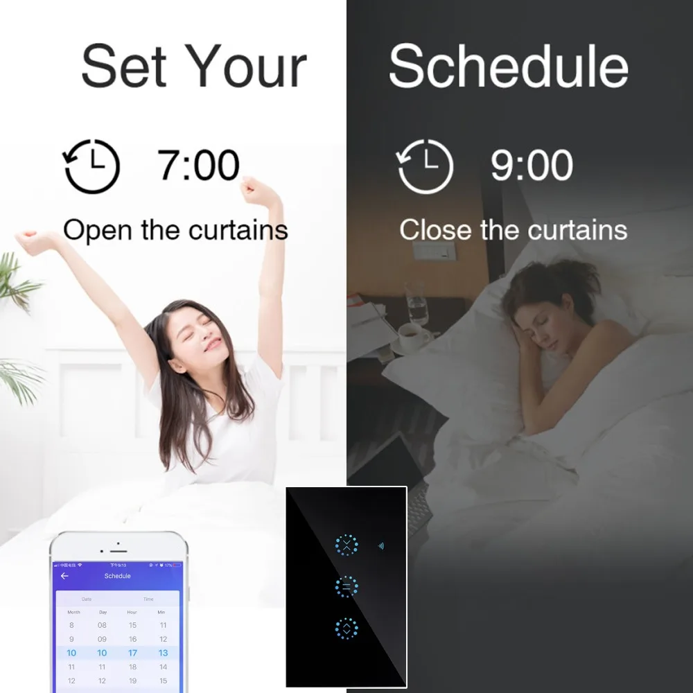 US Smart Wifi сенсорный занавес переключатель приложение управление Поддержка Alexa Google Home для Электрический моторизованный занавес слепой Ролик затвора