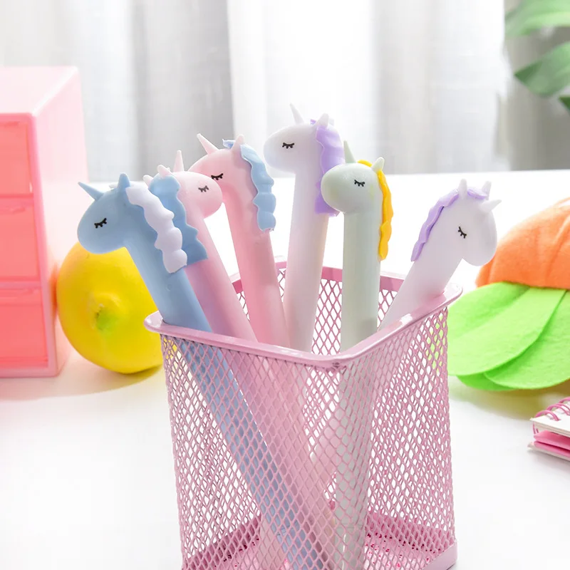 

Cute Candy Color Unicorn Gel Pens Kawai Soft Plastic Pen For Writing Kids Gift Korean Stationery Office School Supplies