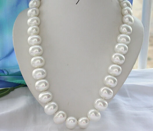 

HOT 001642 24" 20mm WHITE EGG SOUTH SEA SHELL PEARL NECKLACE